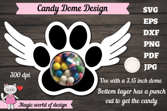 Dog Paw with Wings Candy Dome Svg Review