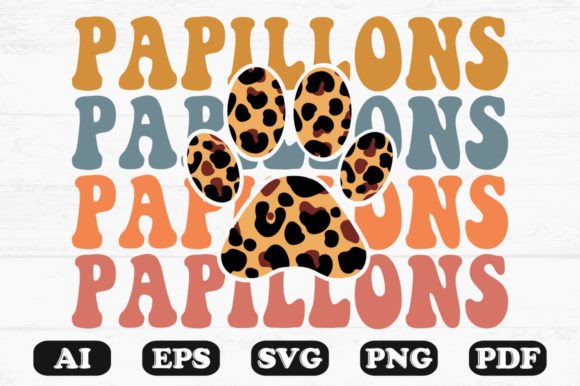 Papillon Dog Leopard Paw Retro Wavy Svg Review