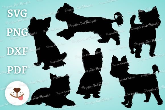 Yorkie Silhouette Bundle Svg Png Dxf