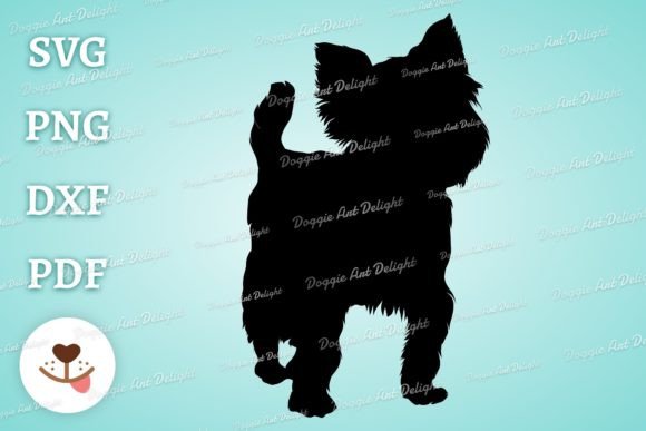 Yorkie Terrier SVG PNG Silhouette Cut for Embroidery